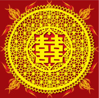 喜帖 囍字 剪纸红双喜 龙凤吉祥 喜娃娃模板下载