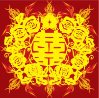 喜帖 囍字 剪纸红双喜 龙凤吉祥 喜娃娃模板下载