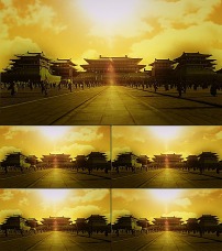 古代宫殿祥云飘特效合成视频图片