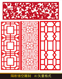 中国风窗格雕花镂空隔断雕刻图案