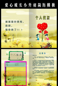 爱心成长小升初个人简历模板图片