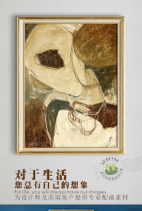 复古做旧抽象艺术荷花莲花荷叶抽象油画装饰图片