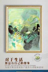 梦幻复古抽象艺术水墨水彩花瓶花卉抽象油画图片