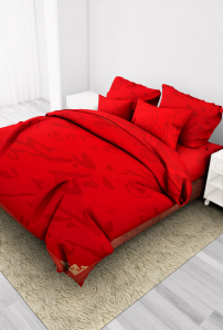 床单被套结婚床上用品红色套件家纺图案设计(