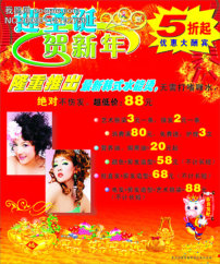 新年美发店打折活动海报 迎春送礼 迎春 送礼 恭